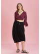 Button Closure Wrap Front Black Plus Size Skirt