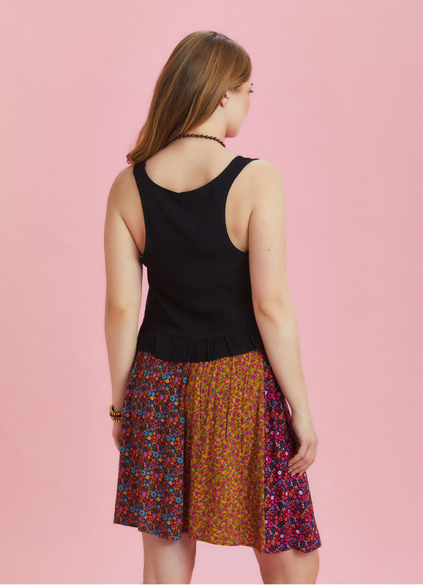 Boho Chic Paisley Floral Print Patchwork Plus Size Skirt