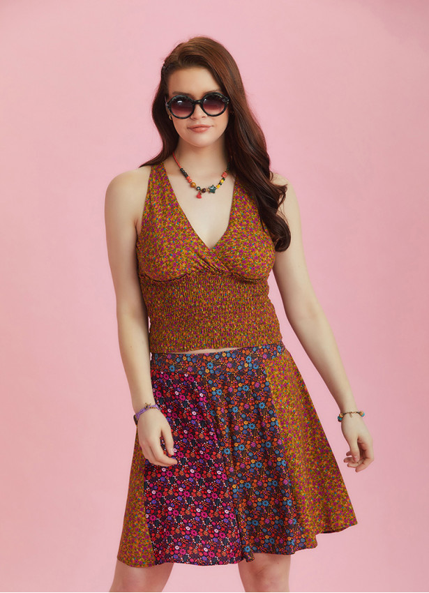 Boho Chic Floral Print Patchwork Mini Skirt