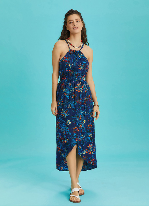 Floral Halter Neck Summer Dress
