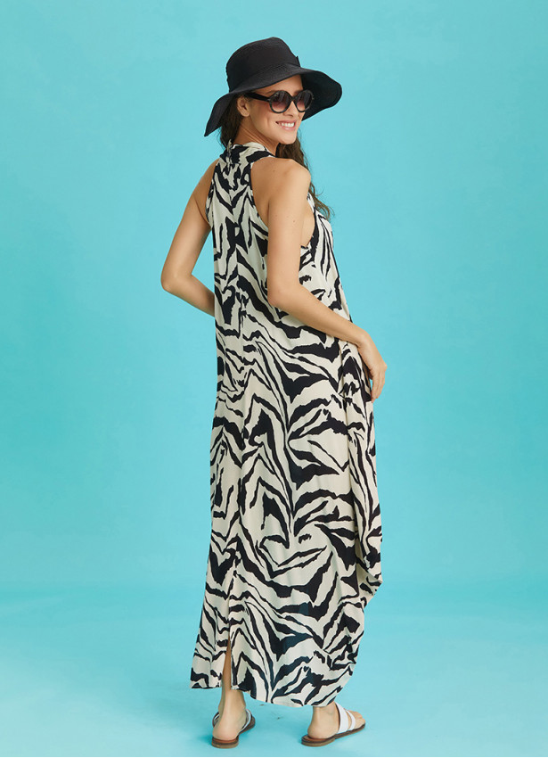 Authentic Degaje Neck Patterned Dress