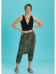 Khaki Patterned Elastic Waist Capri Harem Pants
