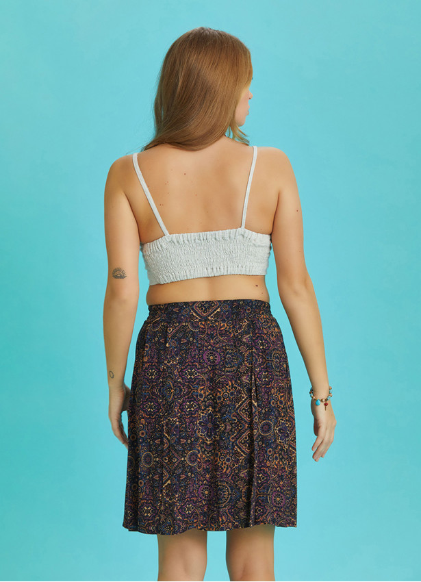 Boho Chic Printed Short Pleat Skirt