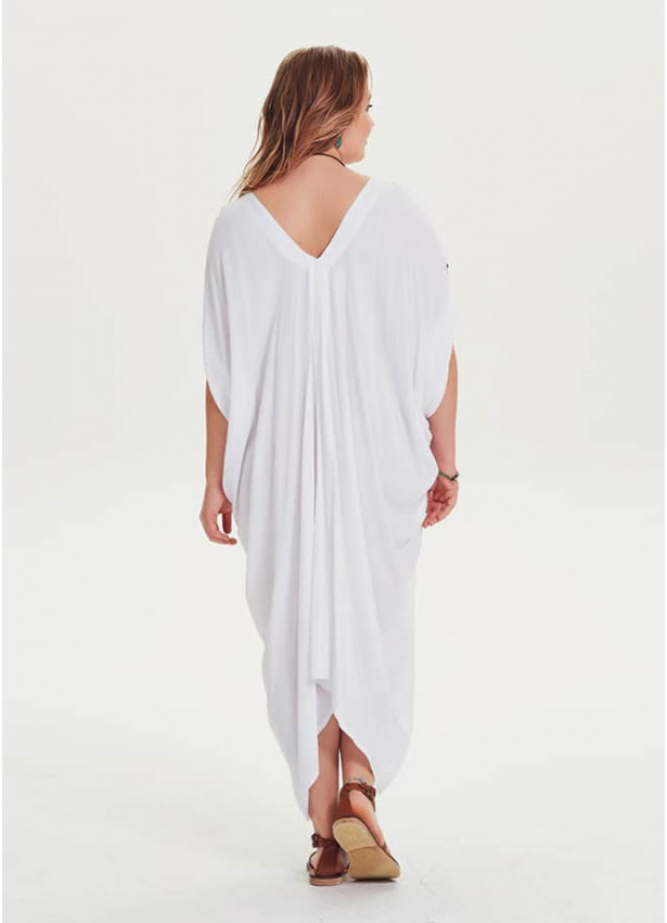 Asymmetrical Hem White Wholesale Plus Size Cold Shoulder Dress
