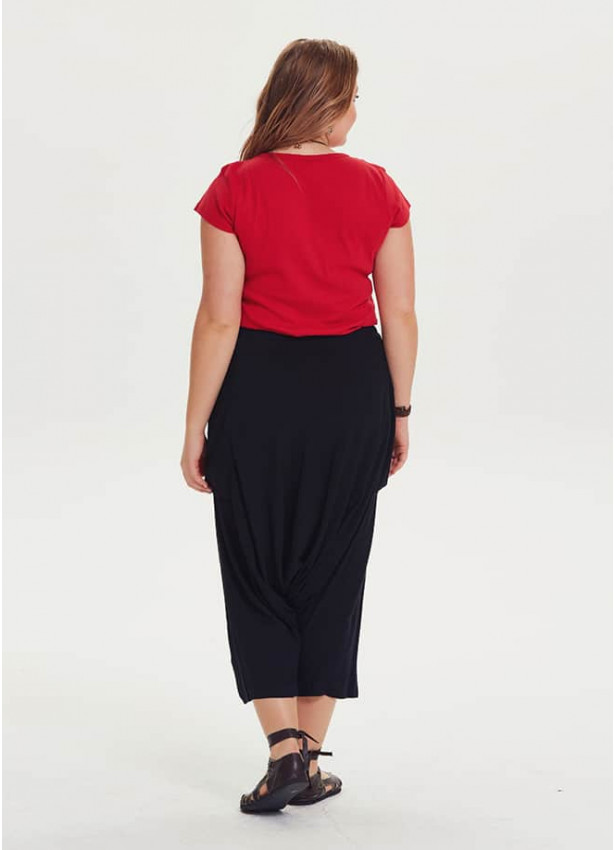 Oversized Pocket Detailed Wholesale Plus Size Black Cropped Pants