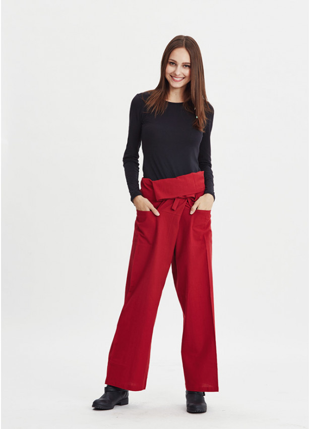 Adjustable Tie Waist Pocket Detailed Fisherman Yoga Pants