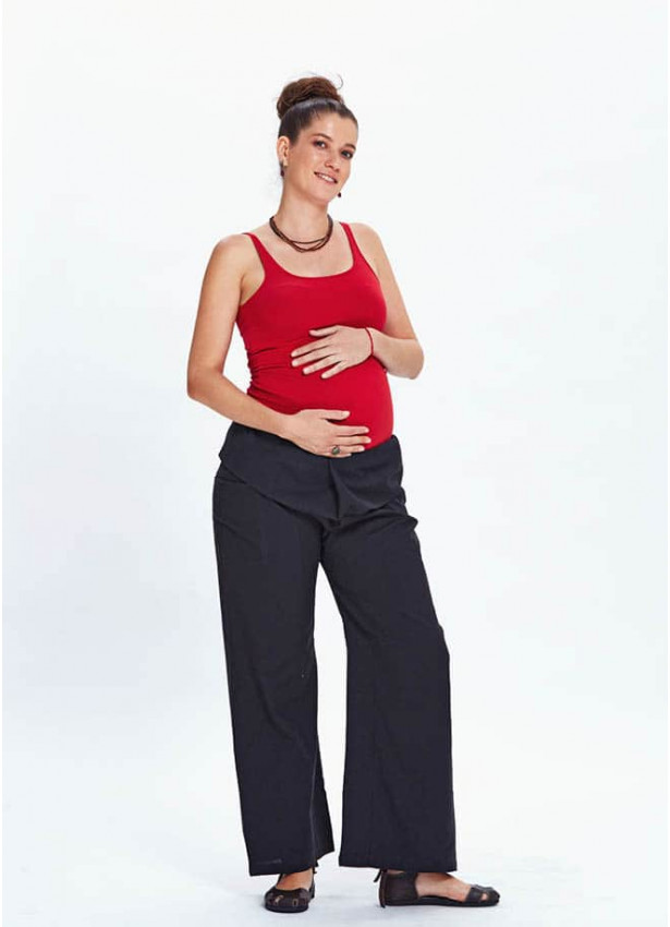 Thai Fisheman Style Wide Leg Black Maternity Pants