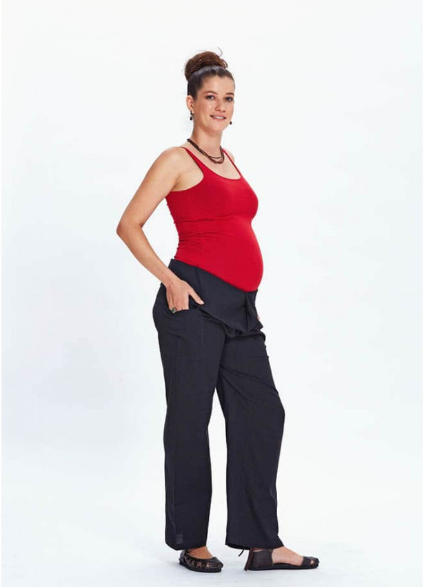 Thai Fisheman Style Wide Leg Black Maternity Pants