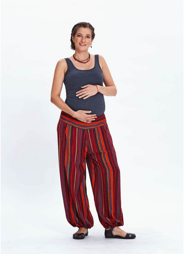 Elastic Waist Mid Rise Elastic Hem Maternity Pants