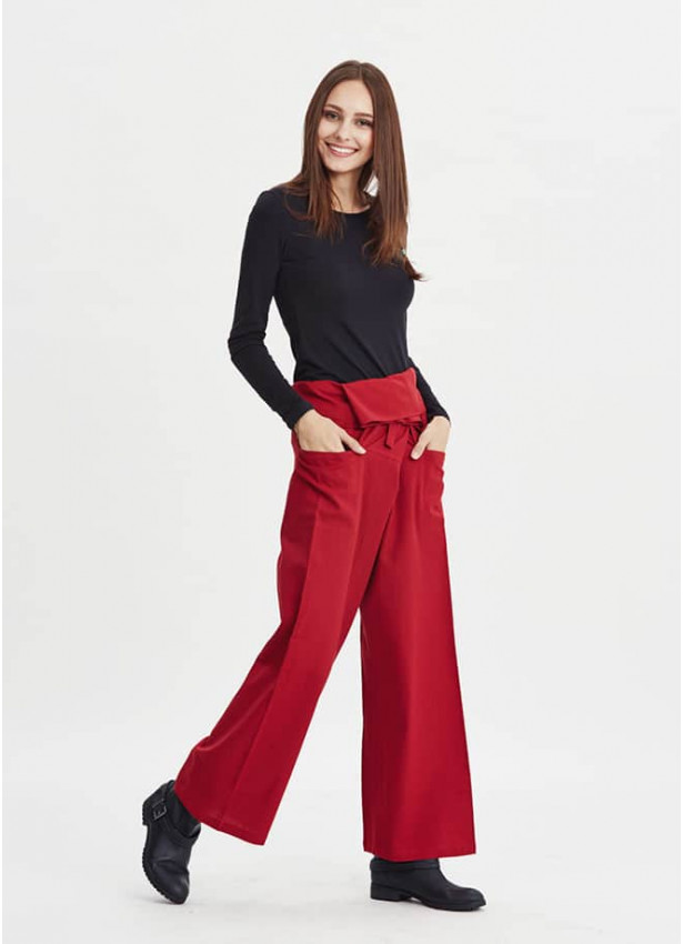 Adjustable Tie Waist Pocket Detailed Fisherman Yoga Pants