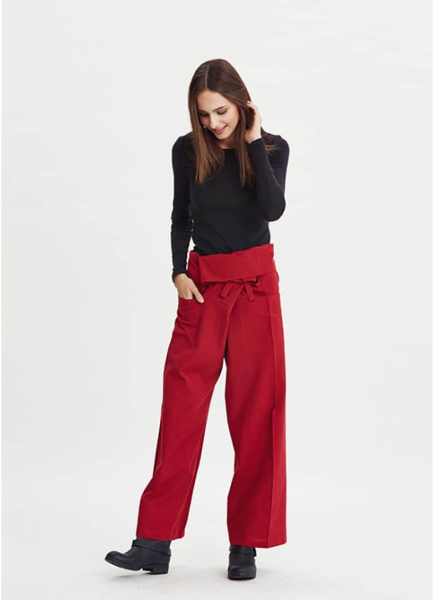 Adjustable Tie Waist Pocket Detailed Fisherman Yoga Pants