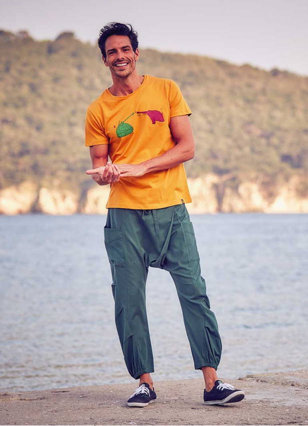 Pocket Detail Casual Boho Mens Wholesale Cotton Drop Crotch Pants