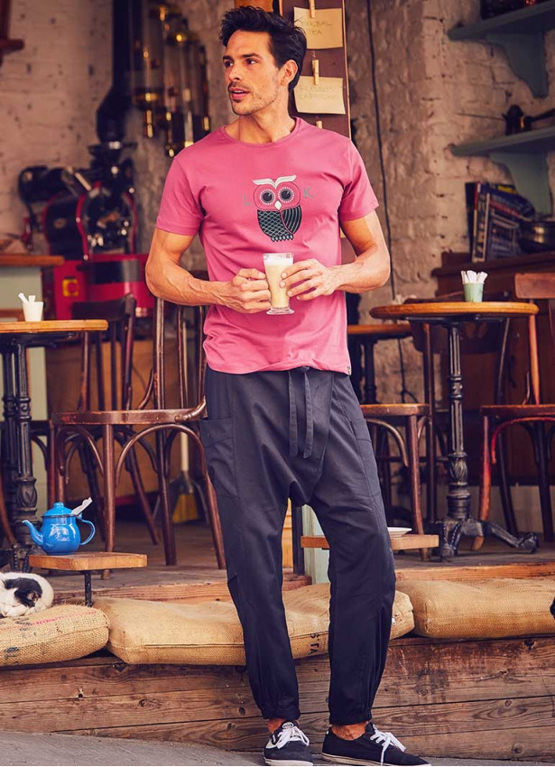 Elastic Waist Hippie Style Mens Wholesale Black Drop Crotch Pants