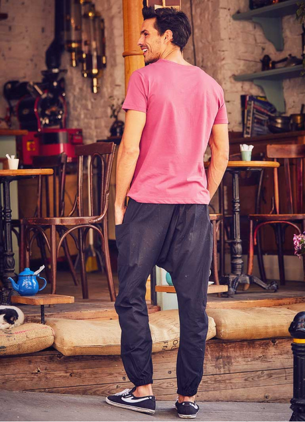 Elastic Waist Hippie Style Mens Wholesale Black Drop Crotch Pants