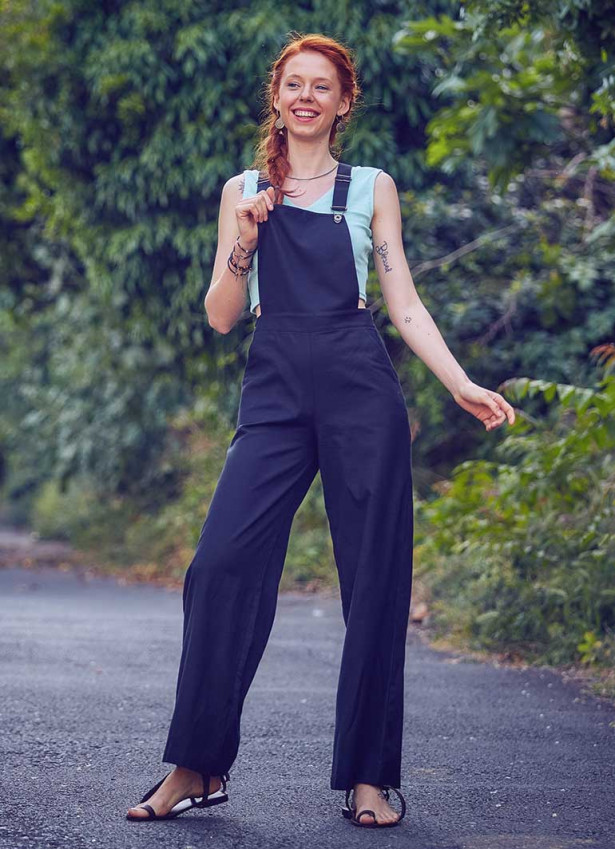Adjustable Buckle Straps  Black Jumpsuit