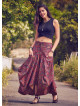 Retro Print Oversized Pocket Long Boho Skirt