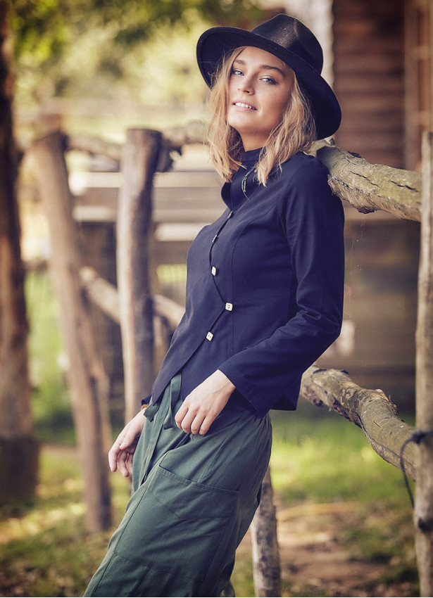 Asymmetric Front Slim Cut Long Sleeve Black Shirt