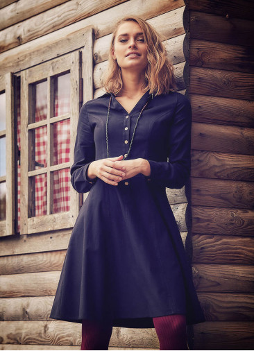 Long Sleeve Knee Length Gypsy Style Wholesale Black Shirt Dress