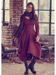 Asymmetrical Hem Long Sleeve Burgundy Dress