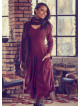 Asymmetrical Hem Long Sleeve Burgundy Dress