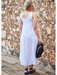 Oversize Buttoned Pockets Bohemia Wholesale Plus Size White Dress