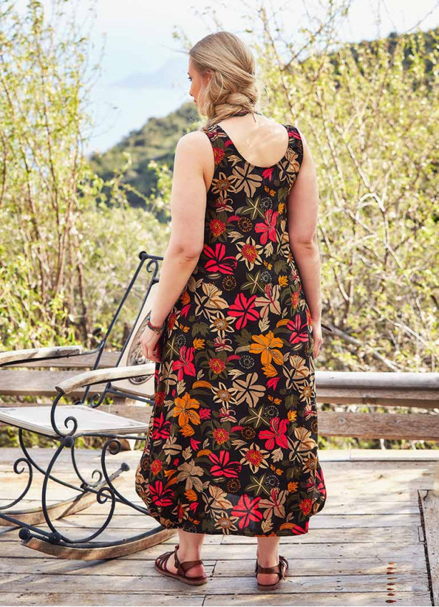 Oversize Buttoned Pockets Detail Floral Wholesale Plus Size Dress