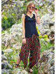 Karat Patterned Ribbed Waistband Wide Harem Pants