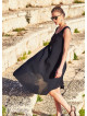 Bohemian Boat Neck Bolt Cut Gypsy Midi Black Dress