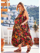 Buttoned Pockets Sleeveless Loose Fit Floral Boho Maternity Dress