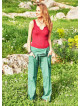 Wrapped Tie Waist Green Fisherman Yoga Pants