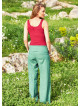 Wrapped Tie Waist Green Fisherman Yoga Pants