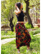 Floral Print Elastic Waist Wrap Front Bohemian Cotton Harem Pants