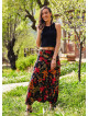 Floral Print Elastic Waist Wrap Front Bohemian Cotton Harem Pants