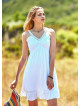 Strappy Frill Hem Laced White Sundress