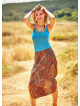 Ethnic Print Low Rise Brown Capri Skirt Pants