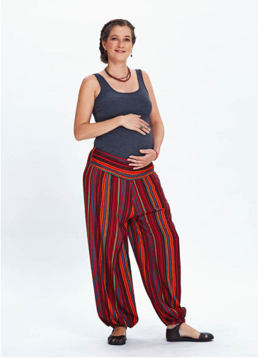 Elastic Waist Mid Rise Elastic Hem Maternity Pants