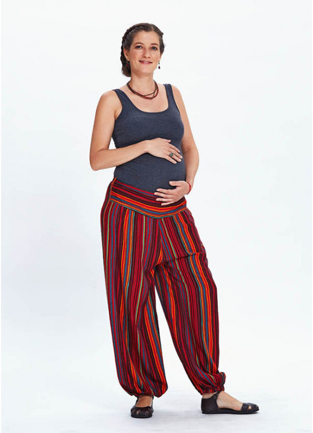 Elastic Waist Mid Rise Elastic Hem Maternity Pants